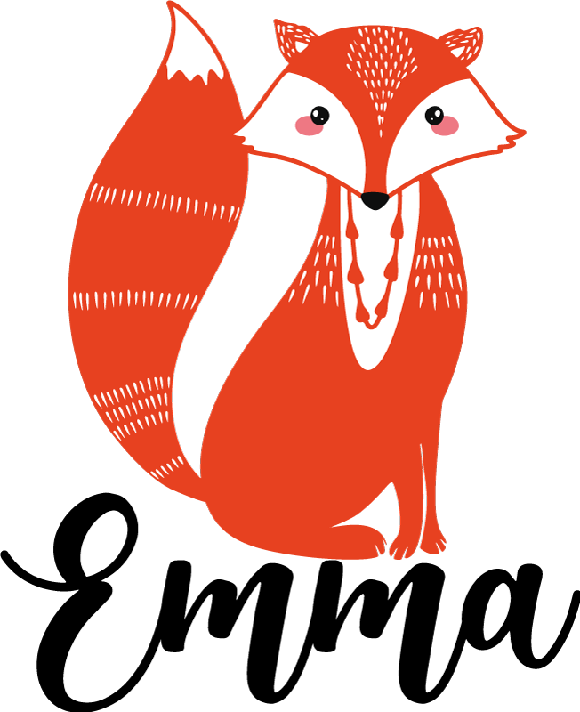 乙烯基地毯动物北欧狐狸带名字 - TenStickers