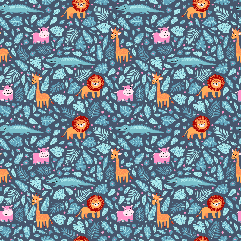 乙烯基地毯动物多种丛林动物设计 - TenStickers