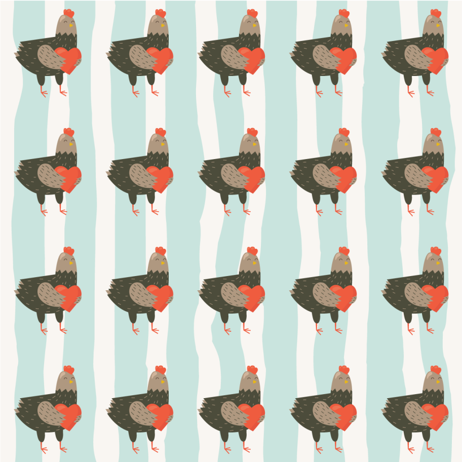 乙烯基地毯动物白色条纹与公鸡 - TenStickers