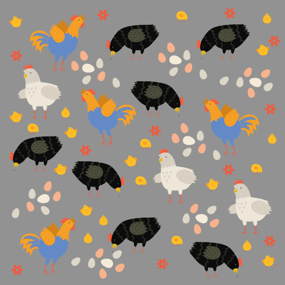 乙烯基地毯动物鸡在围栏图案 - TenStickers