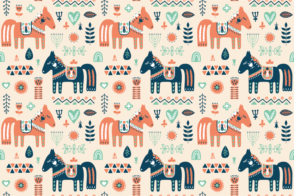 乙烯基地毯动物北欧叶子米色背景 - TenStickers