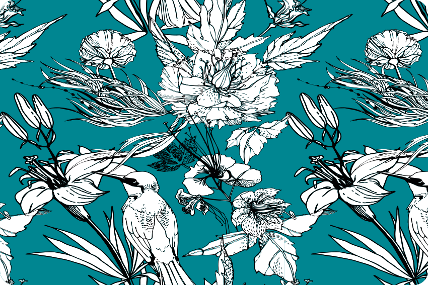 乙烯基地毯动物白色野生鸟优雅图案 - TenStickers