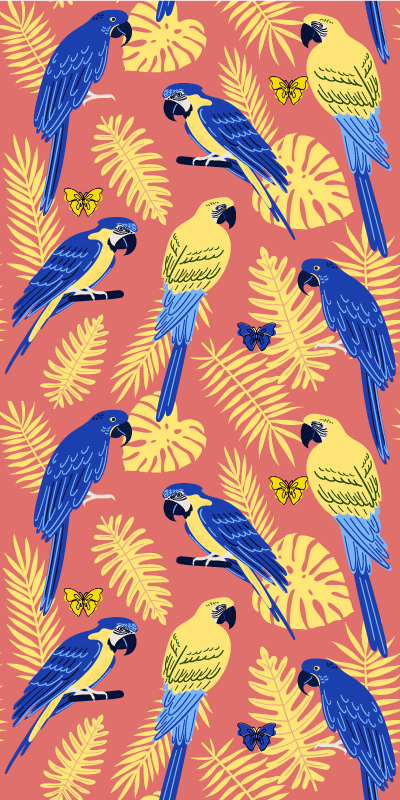 乙烯基地毯动物鹦鹉与蝴蝶 - TenStickers