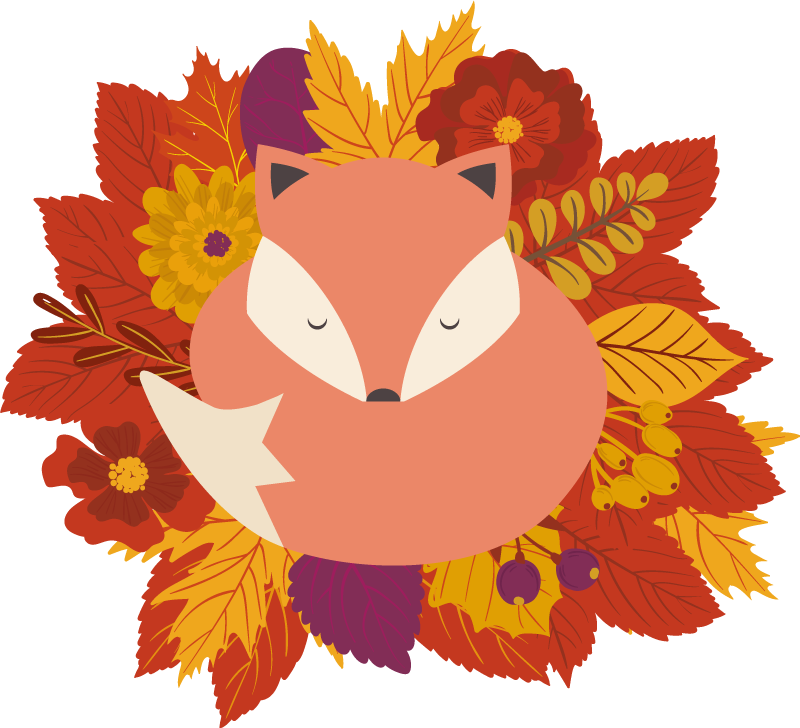 乙烯基地毯动物狐狸与树叶 - TenStickers