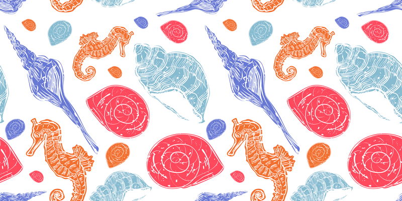 乙烯基地毯动物色彩斑斓的海洋生物 - TenStickers