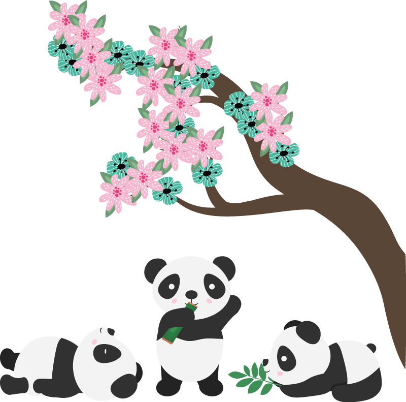 乙烯基地毯动物梦幻熊猫家族 - TenStickers