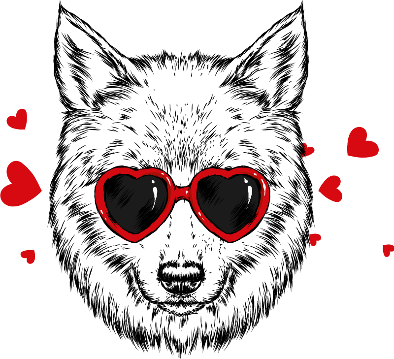 乙烯基地毯动物顽皮的狼图案 - TenStickers