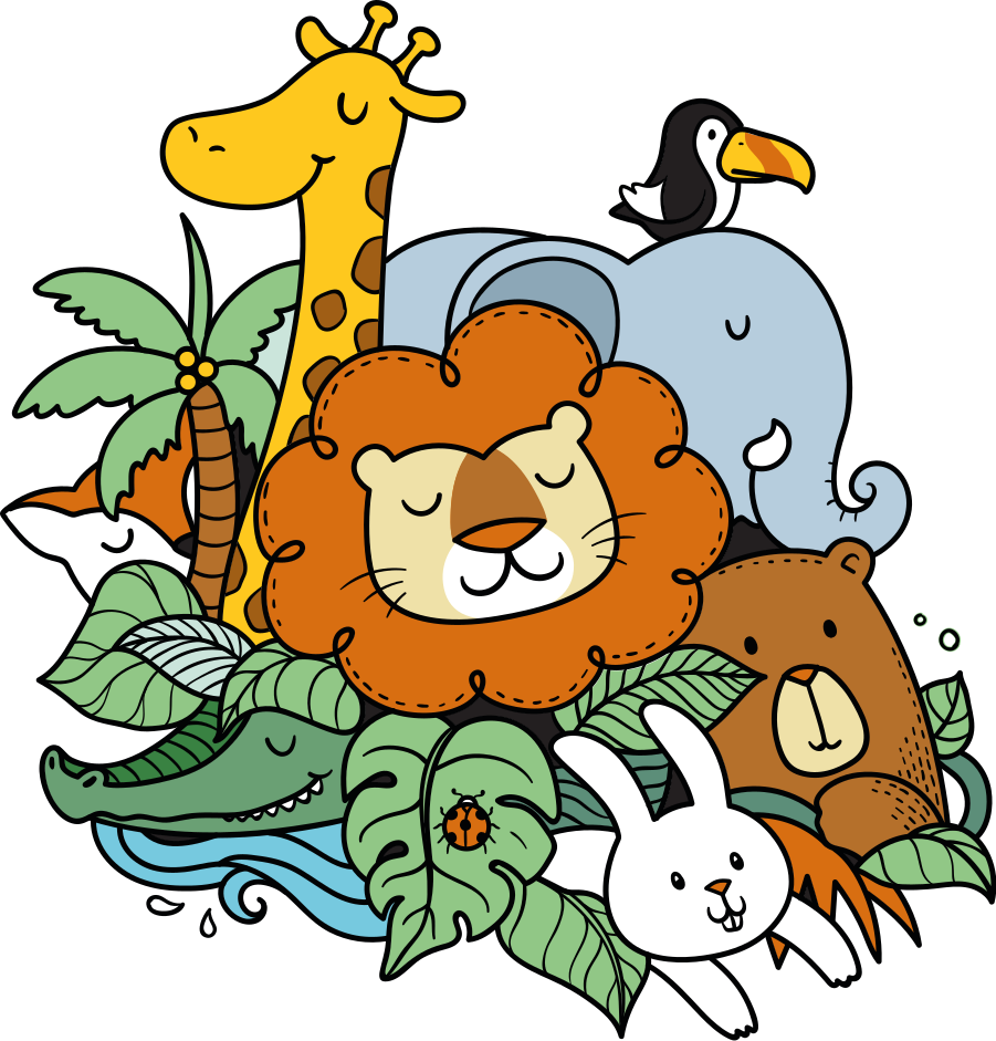 乙烯基地毯动物趣味动物场景 - TenStickers