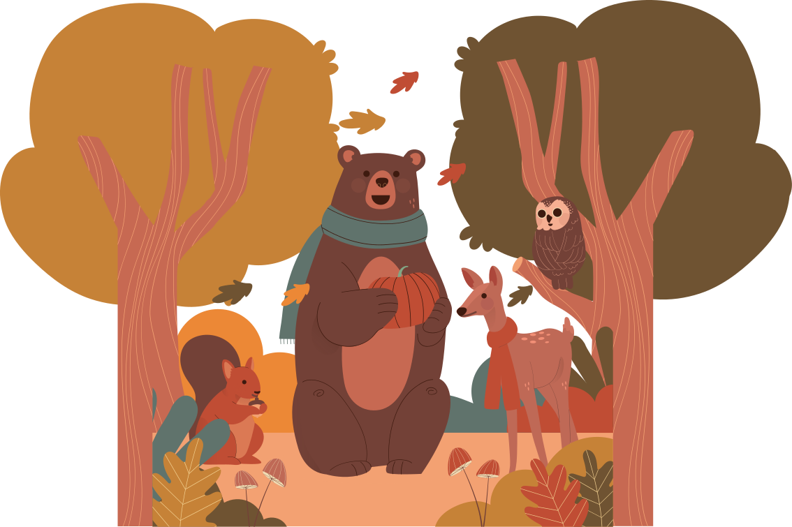 乙烯基地毯动物秋季林间生物 - TenStickers