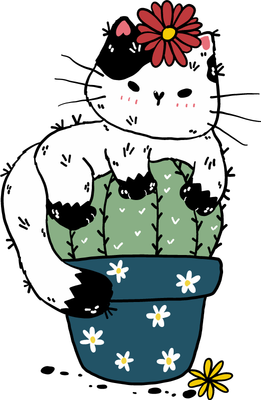 乙烯基地毯动物顽皮猫仙人掌 - TenStickers