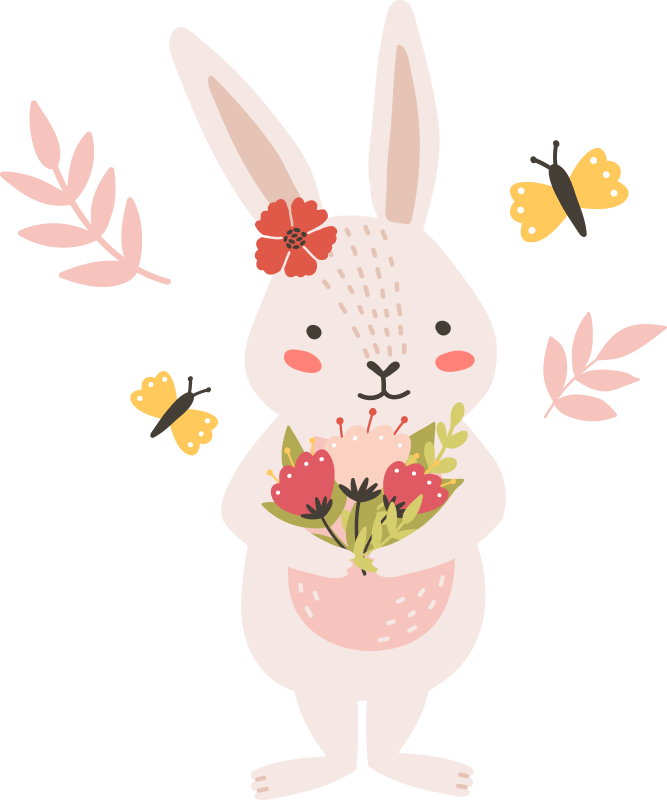 乙烯基地毯动物可爱兔子艺术作品 - TenStickers