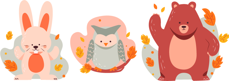 乙烯基地毯动物熊与木兔 - TenStickers