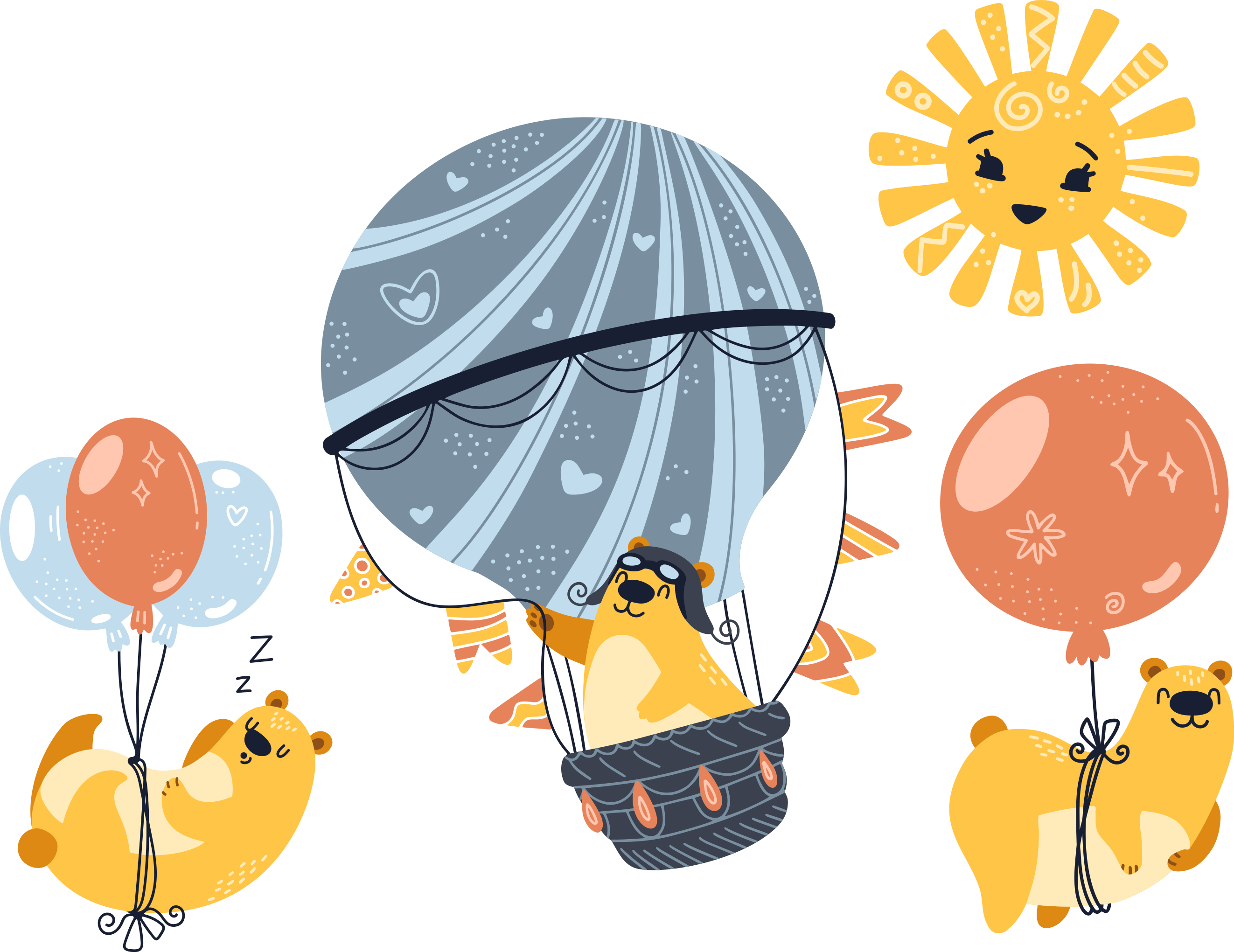 乙烯基地毯动物与气球悬挂的动物 - TenStickers