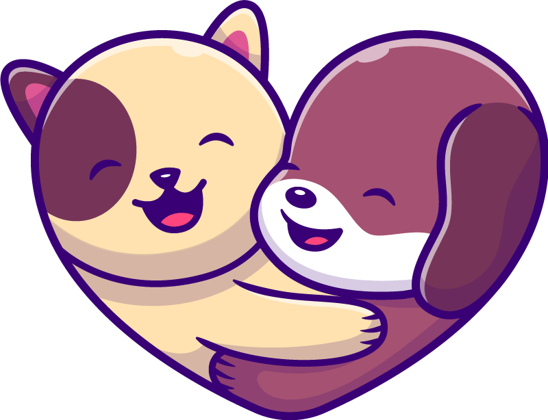 乙烯基地毯动物可爱动物拥抱 - TenStickers