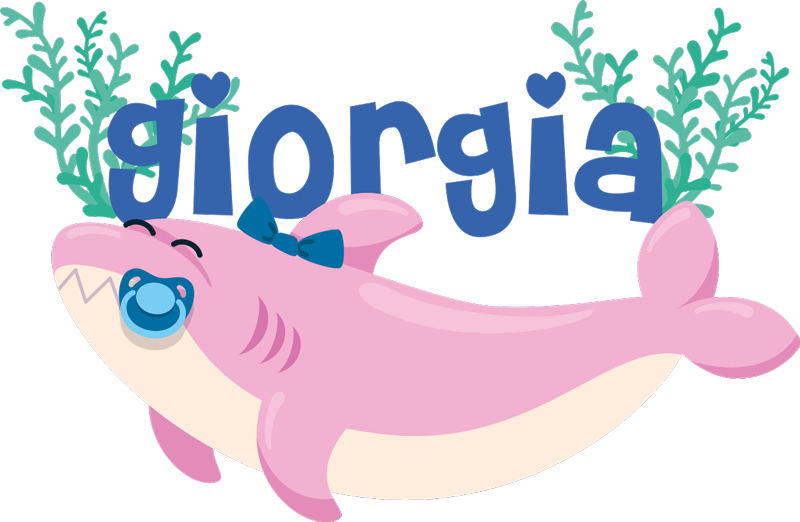 乙烯基地毯动物宝宝鲨鱼定制女孩名字 - TenStickers