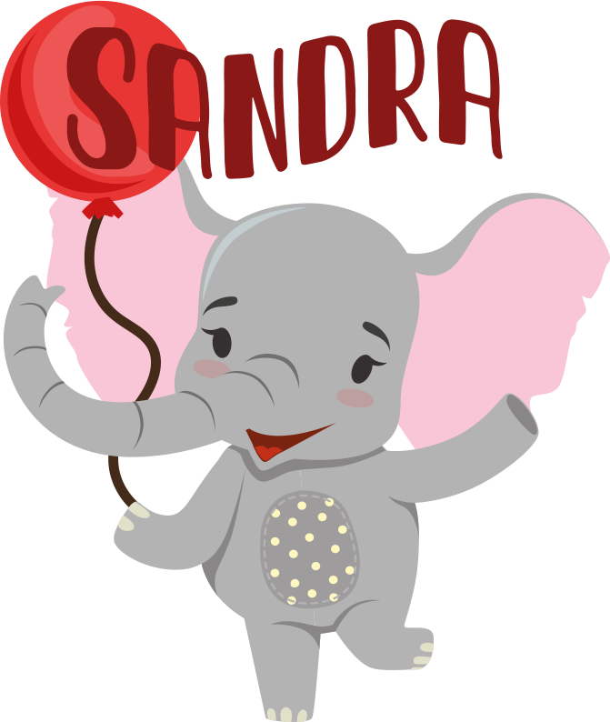 乙烯基地毯动物大象与气球 - TenStickers