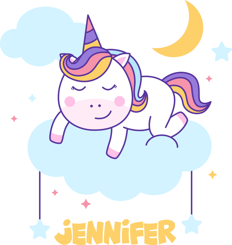 乙烯基地毯动物 定制彩虹睡觉独角兽 - TenStickers