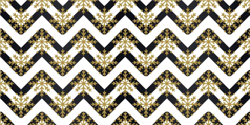 乙烯基地毯圣诞金色雪花与锯齿条纹 - TenStickers