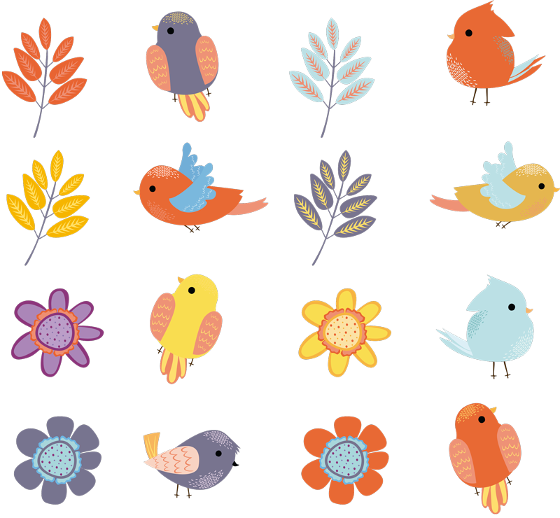 乙烯基花草地毯春季鸟类套装 - TenStickers