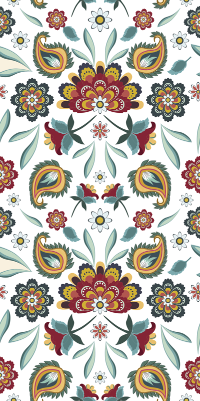 乙烯基花草地毯具有民族花卉图案 - TenStickers