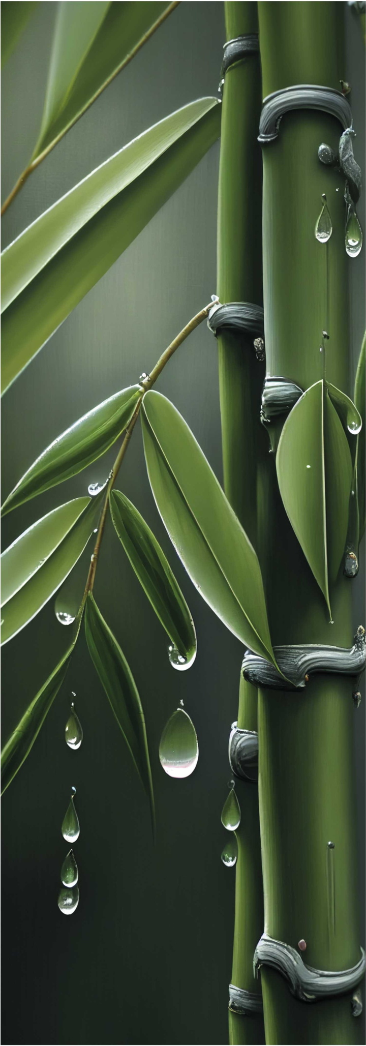 乙烯基花草地毯竹叶带水珠 - TenStickers