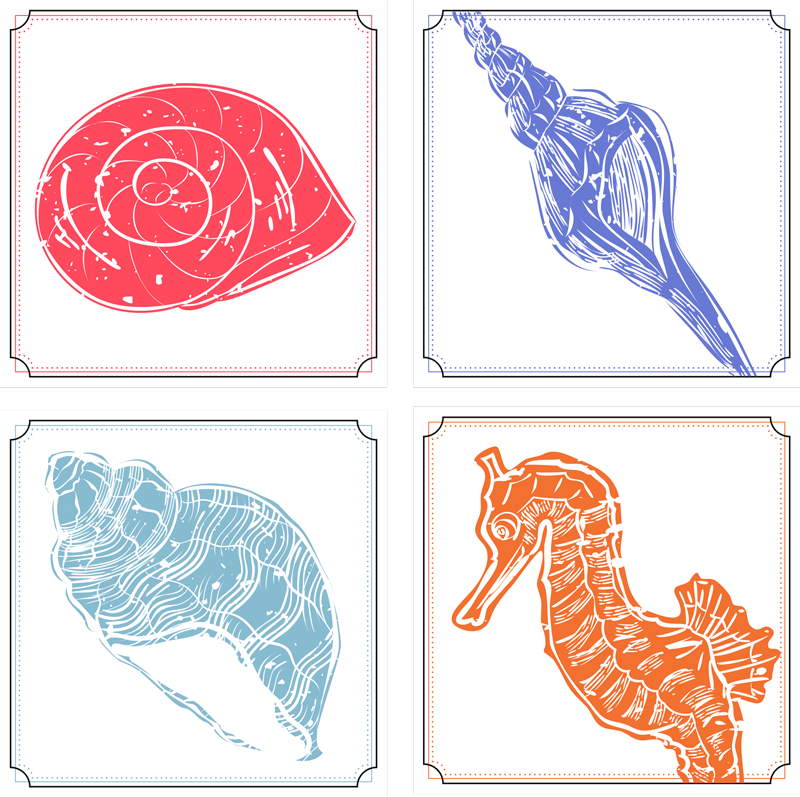 乙烯基花草地毯海洋生物图案 - TenStickers