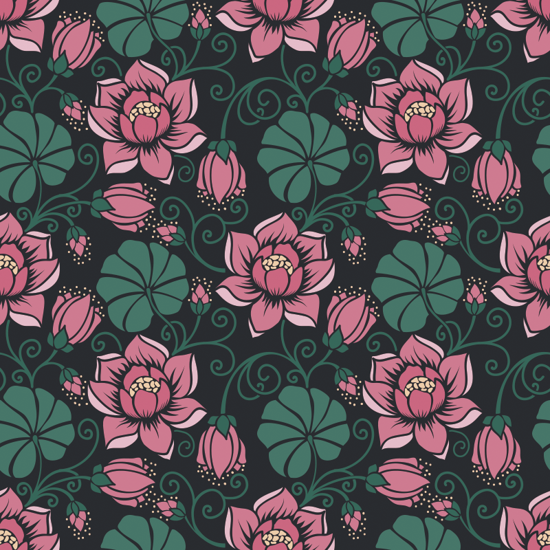 乙烯基花草地毯与开花藤蔓相结合 - TenStickers