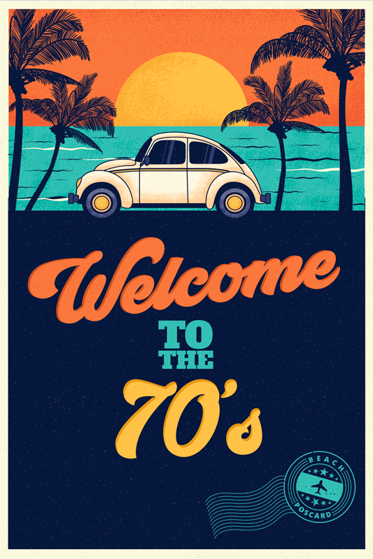 乙烯基复古地毯 欢迎来到70年代 - TenStickers