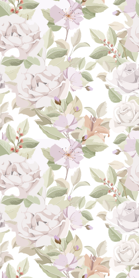 乙烯基花草地毯优雅花卉无缝图案 - TenStickers