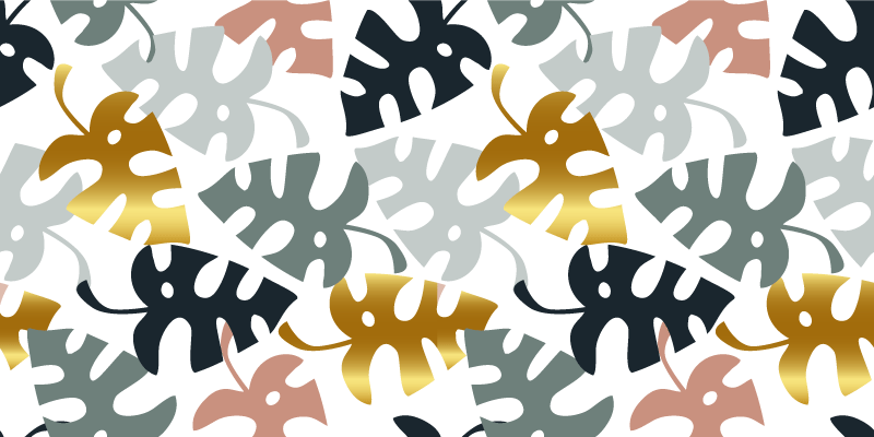 乙烯基花草地毯金色多彩叶子 - TenStickers