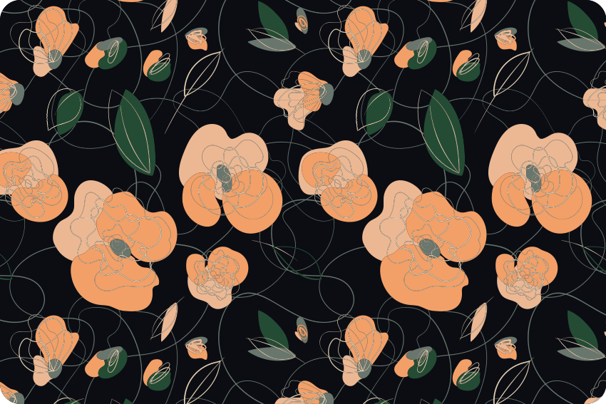 乙烯基花草地毯，深色鲜艳动植物图案 - TenStickers