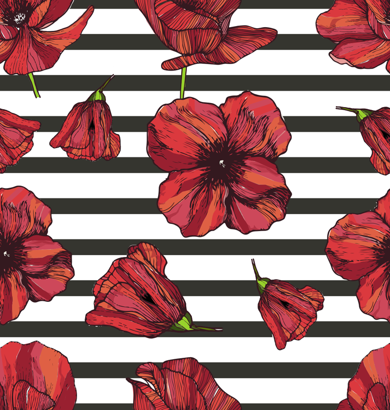 乙烯基花草地毯波兰罂粟植物 - TenStickers