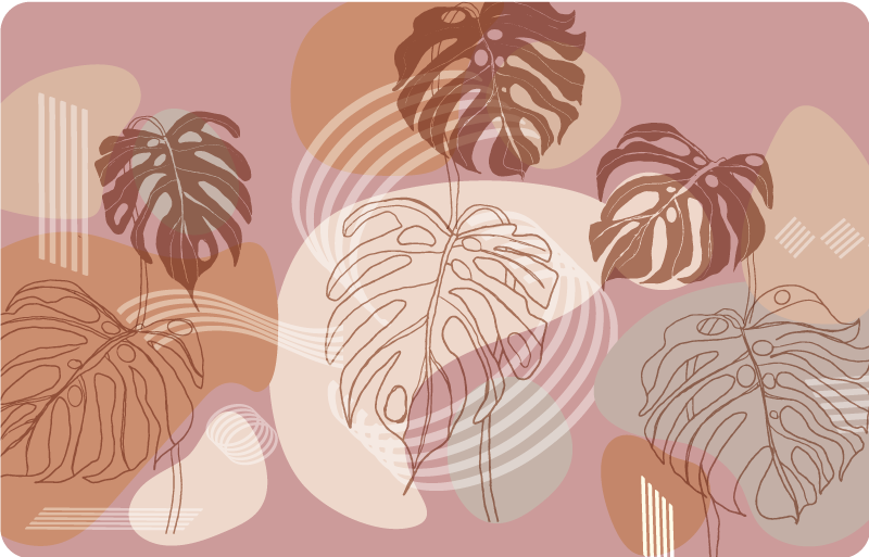 乙烯基花草地毯叶片连续素描 - TenStickers