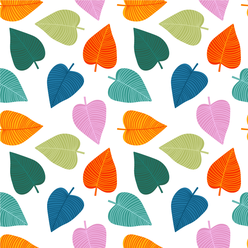 乙烯基花草地毯 原创彩色叶子 - TenStickers