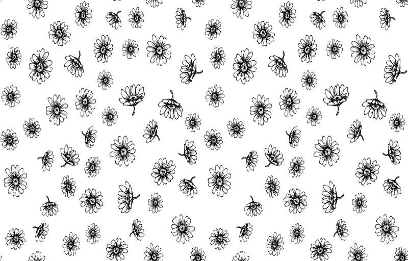 乙烯基花草地毯设有轮廓雏菊花朵 - TenStickers