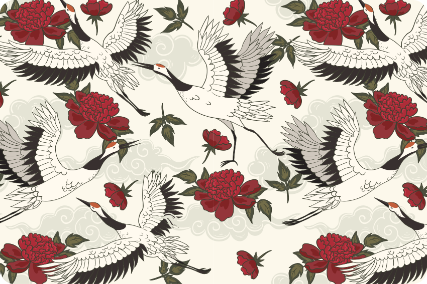 乙烯基花草地毯，宁静大地色鸟类图案 - TenStickers