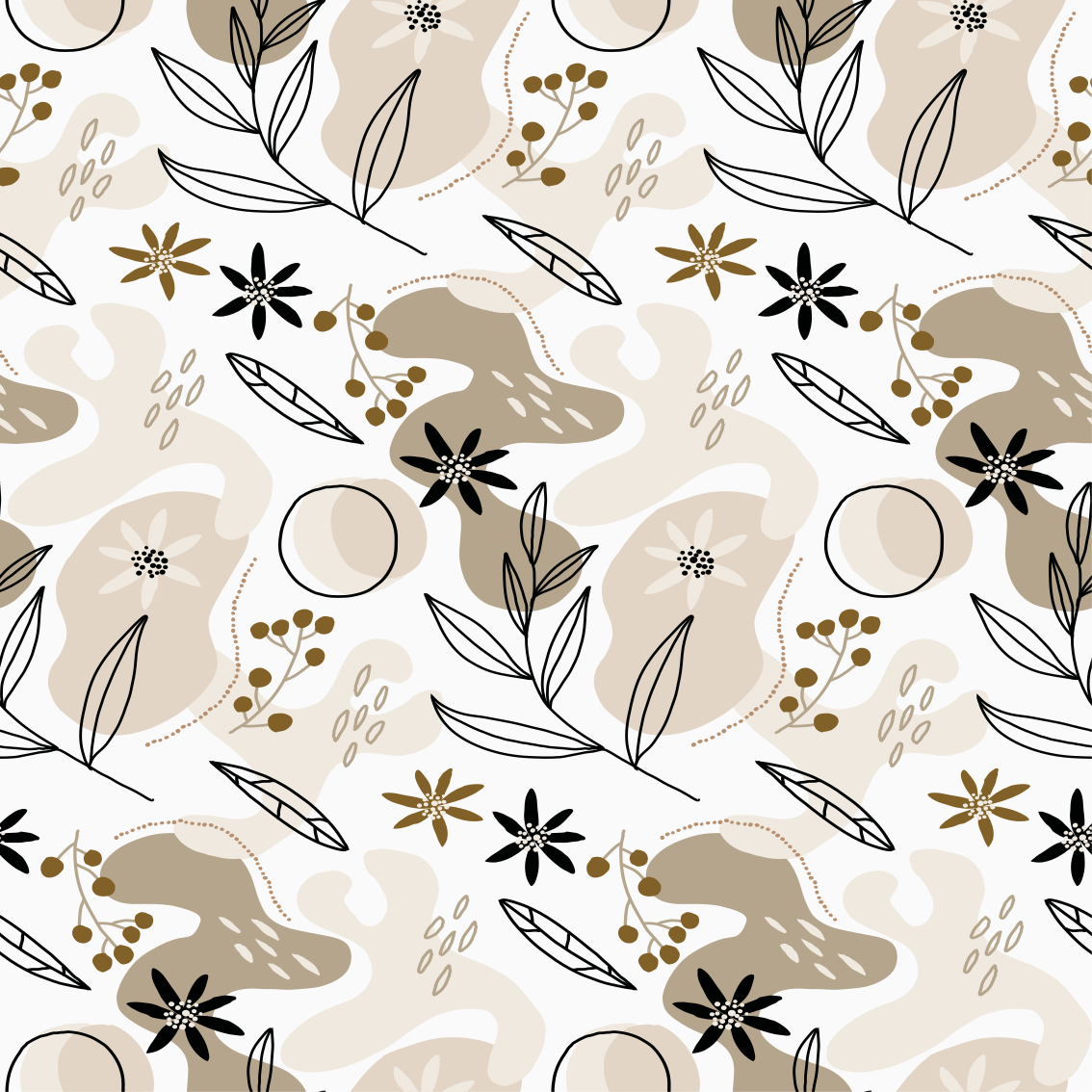 乙烯基花草地毯时尚粉色与米色叶子图案 - TenStickers