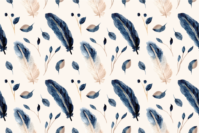 乙烯基花草地毯飞舞的叶子与羽毛 - TenStickers