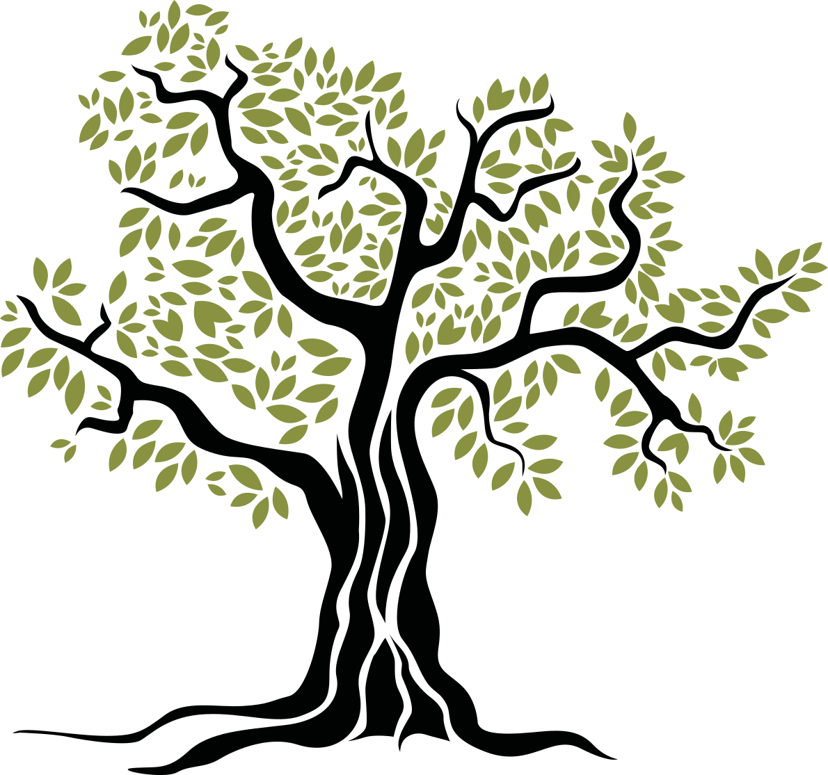 乙烯基花草地毯 黑橄榄树与绿叶 - TenStickers