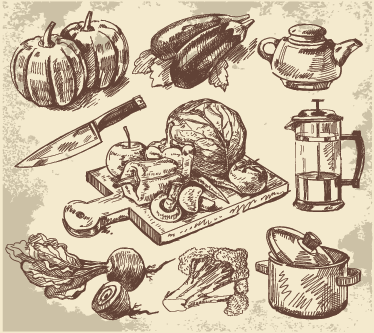 乙烯基厨房地毯复古插画设计 - TenStickers