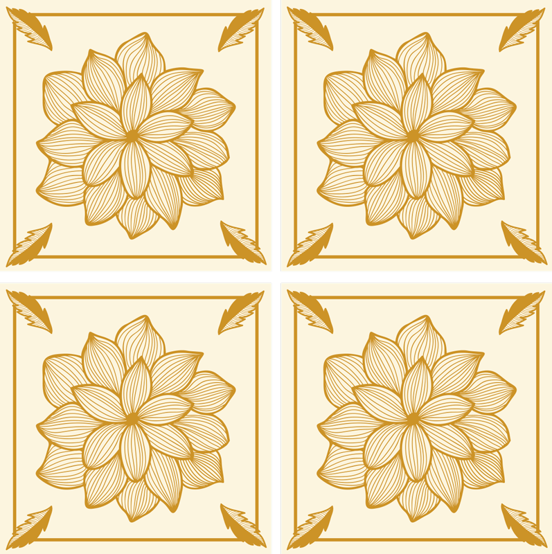 乙烯基厨房地毯花卉波斯地毯砖 - TenStickers