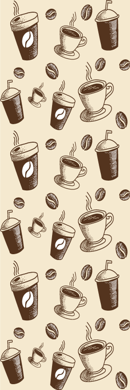 乙烯基厨房地毯，咖啡豆杯子图案精美 - TenStickers