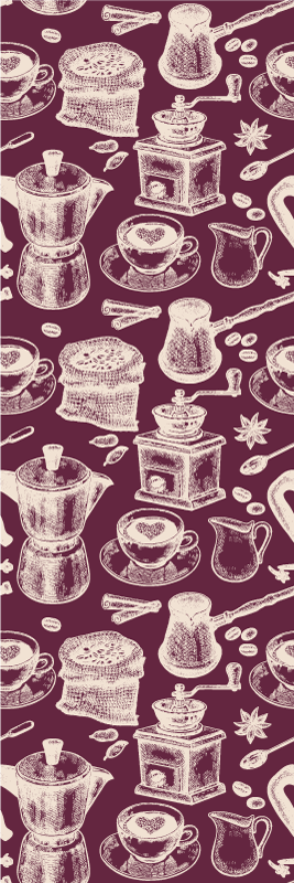 乙烯基厨房地毯咖啡图案设计 - TenStickers