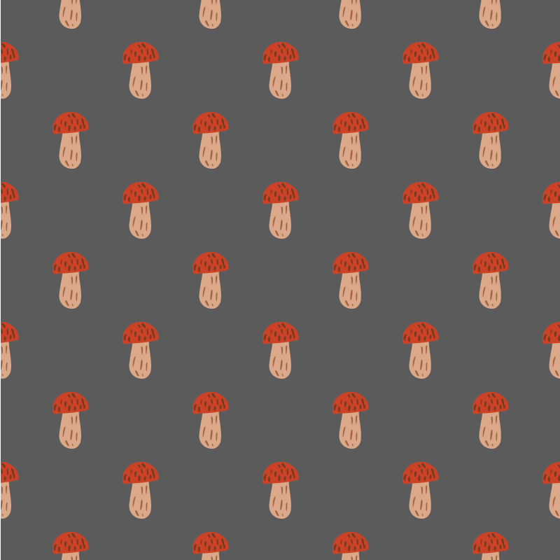 乙烯基花草地毯经典蘑菇灰色背景 - TenStickers