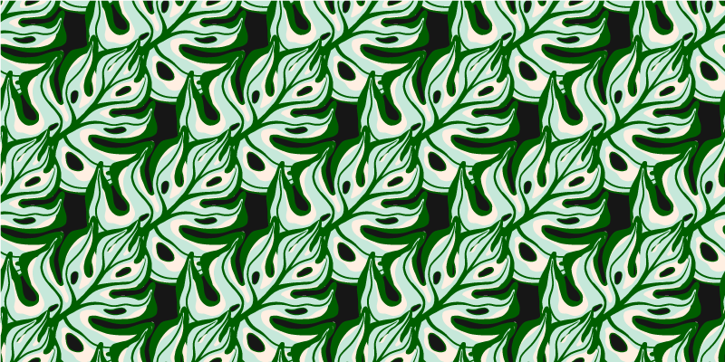 乙烯基花草地毯黑绿色艳丽植物图案 - TenStickers