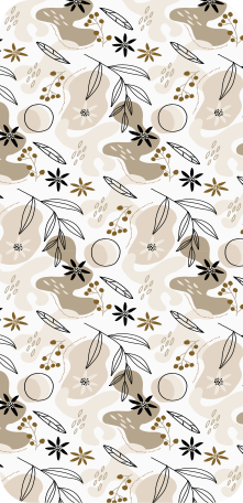 乙烯基花草地毯时尚粉色和米色叶子图案 - TenStickers