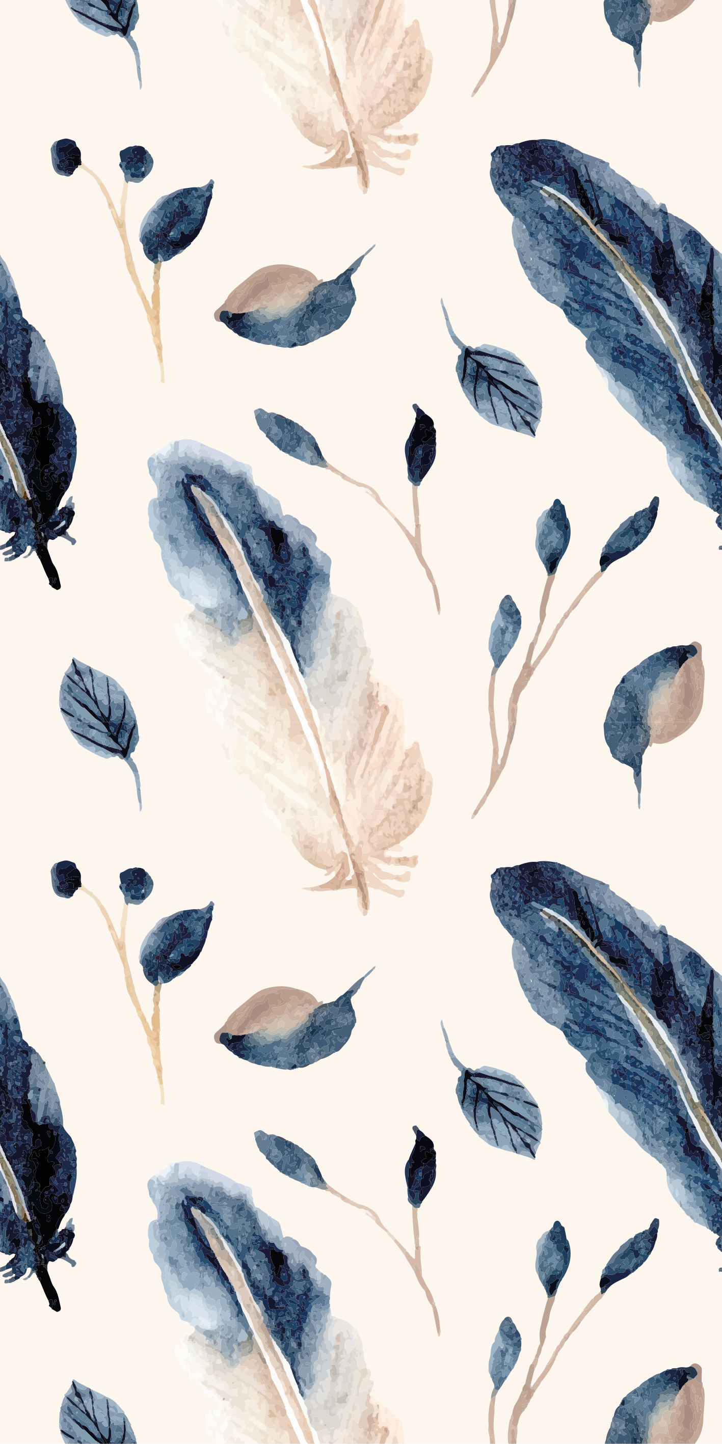 乙烯基花草地毯飞舞的叶子与羽毛 - TenStickers