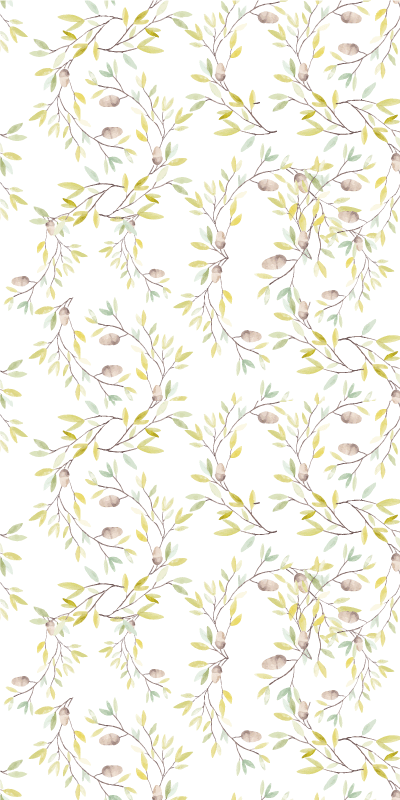 乙烯基花草地毯原创水彩绿叶图案 - TenStickers