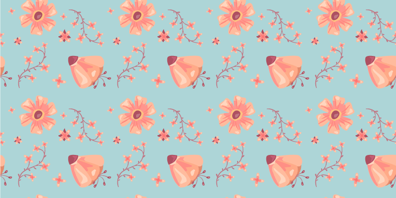 乙烯基花草地毯橙色花朵配蓝色背景 - TenStickers