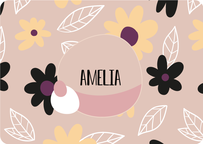 乙烯基花草地毯 色彩缤纷的现代花卉与米色背景 - TenStickers